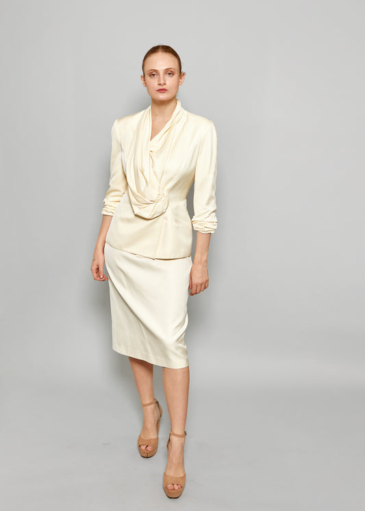 Thierry Mugler Vintage 1990's Cream Skirt Suit - The Kit Vintage