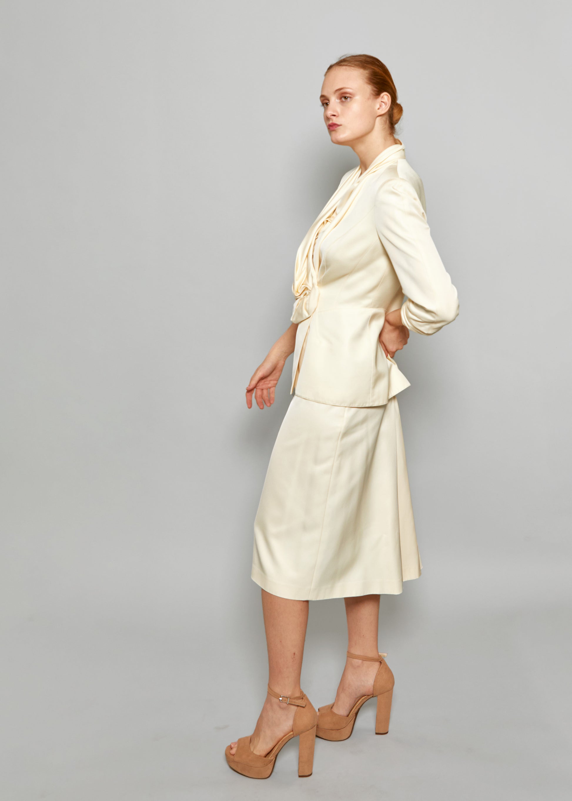Thierry Mugler Vintage 1990's Cream Skirt Suit - The Kit Vintage
