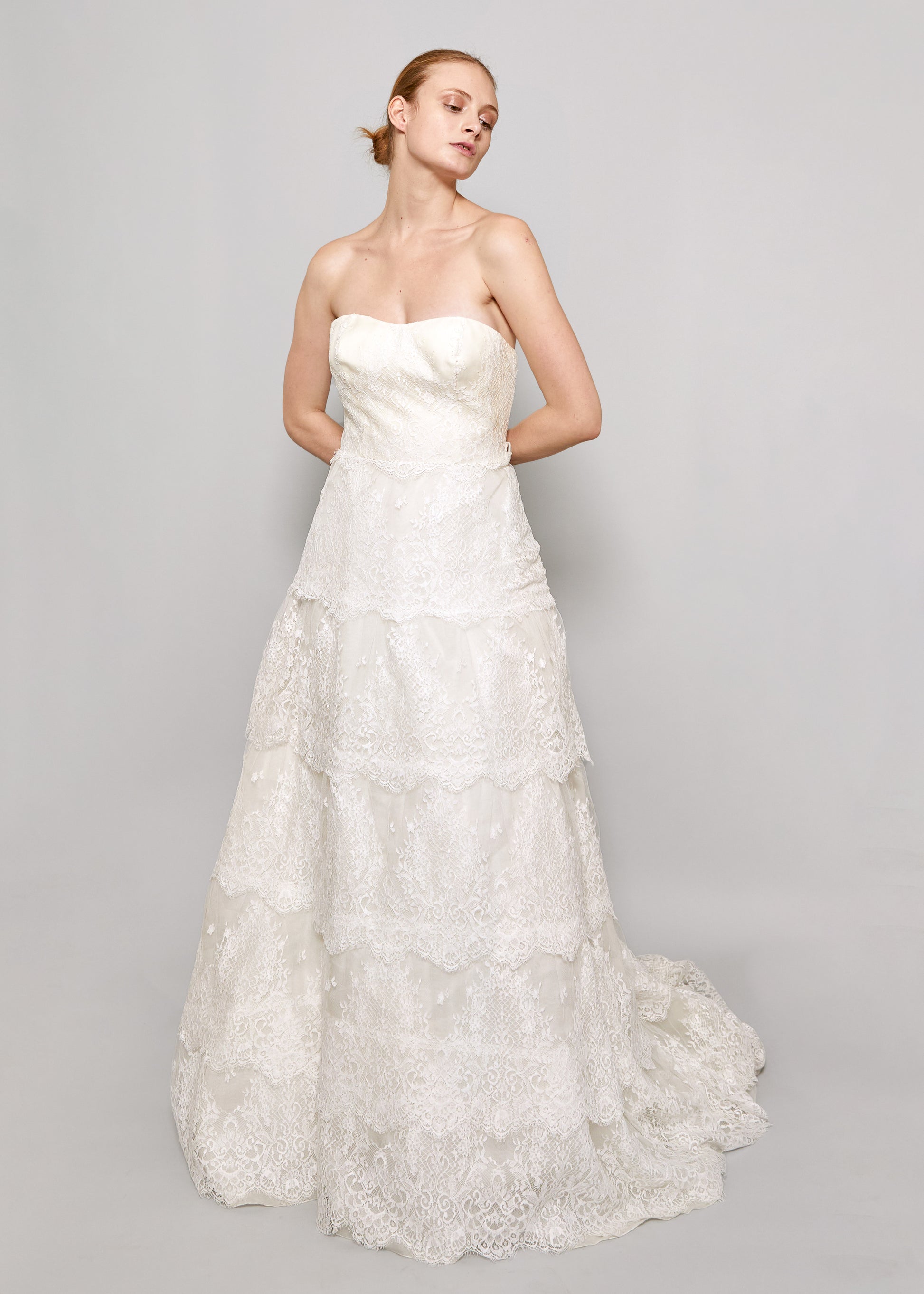 2014 Blumarine Sposa Strapless White Lace Ruffled Gown - The Kit Vintage
