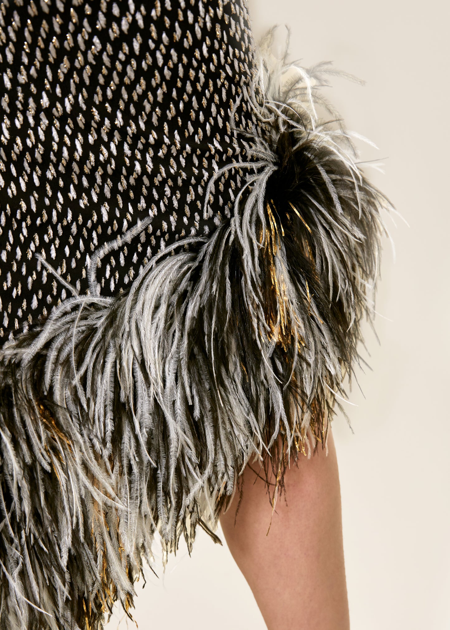 Bill Blass Velvet Ostrich Feather Trim Skirt Set