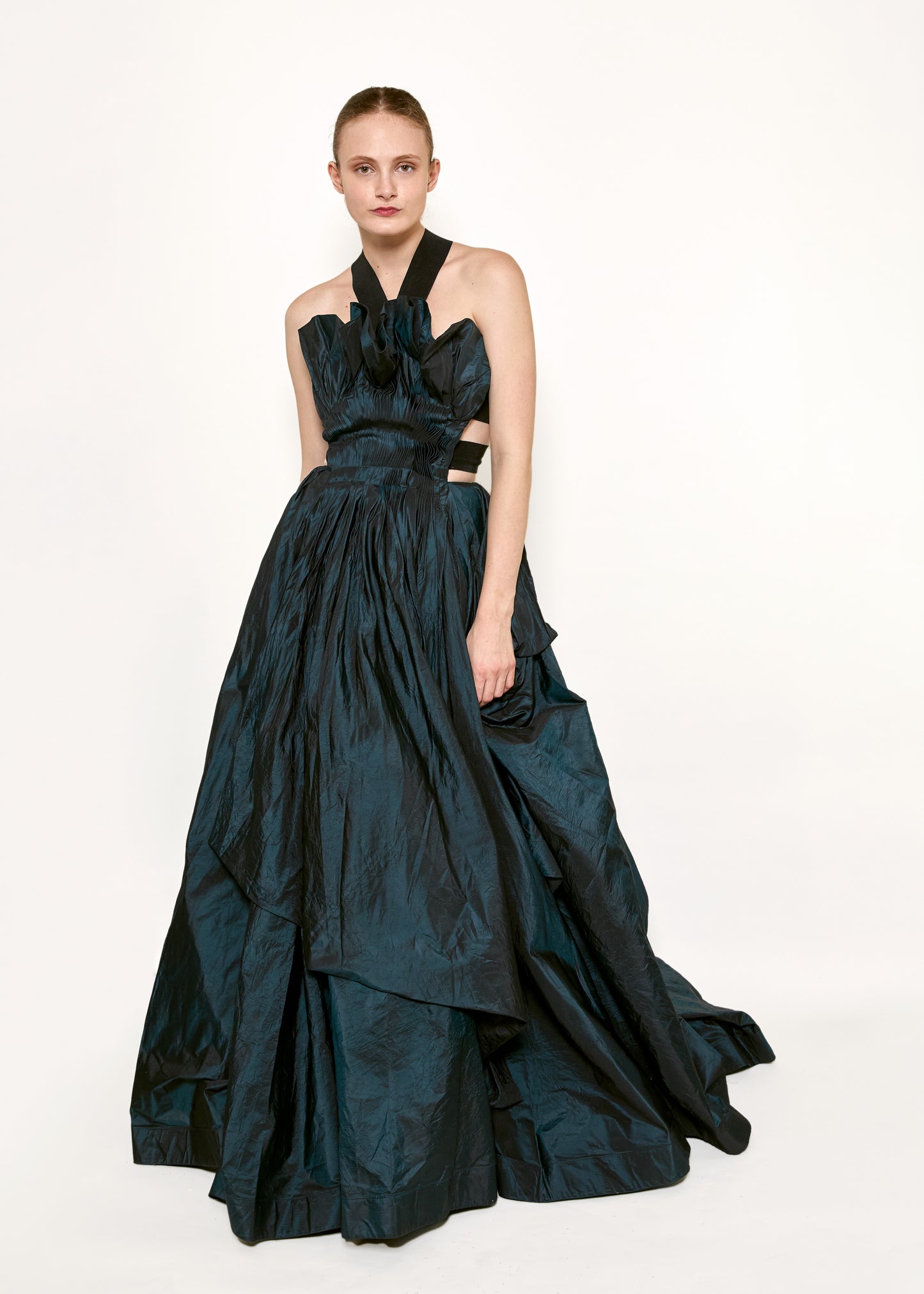 Donna Karan 2000’s Iridescent Blue Taffeta Gown - The Kit Vintage