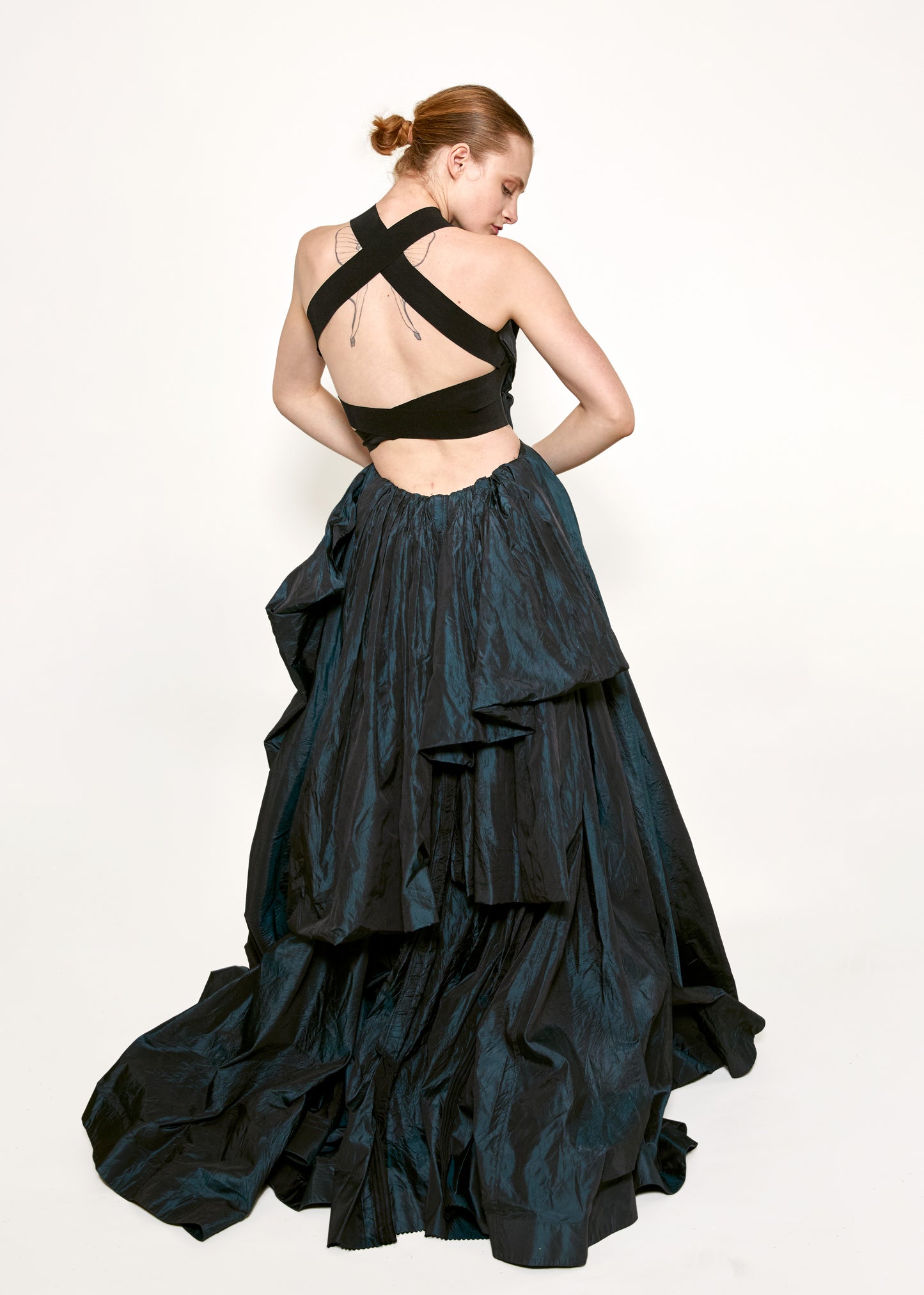Donna Karan 2000’s Iridescent Blue Taffeta Gown - The Kit Vintage
