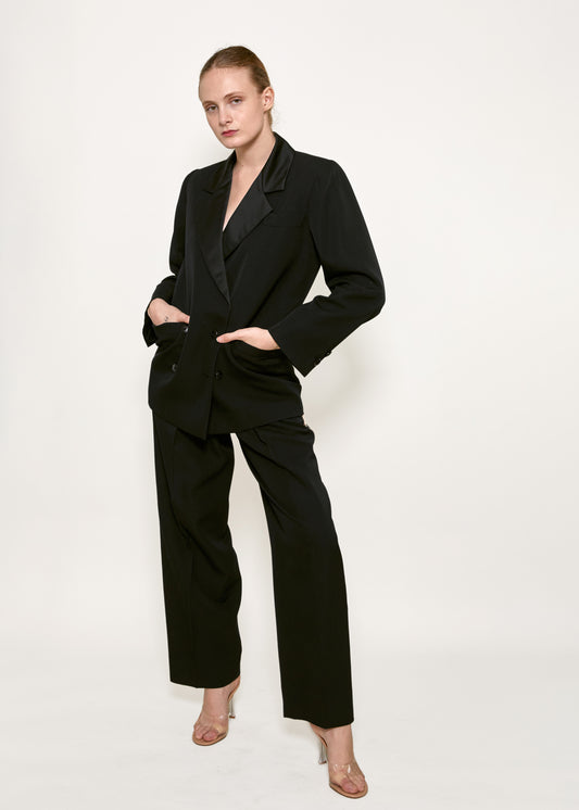 Yves Saint Laurent Tuxedo Blazer with Gold Sequin Tuxedo Stripe Pants - The Kit Vintage