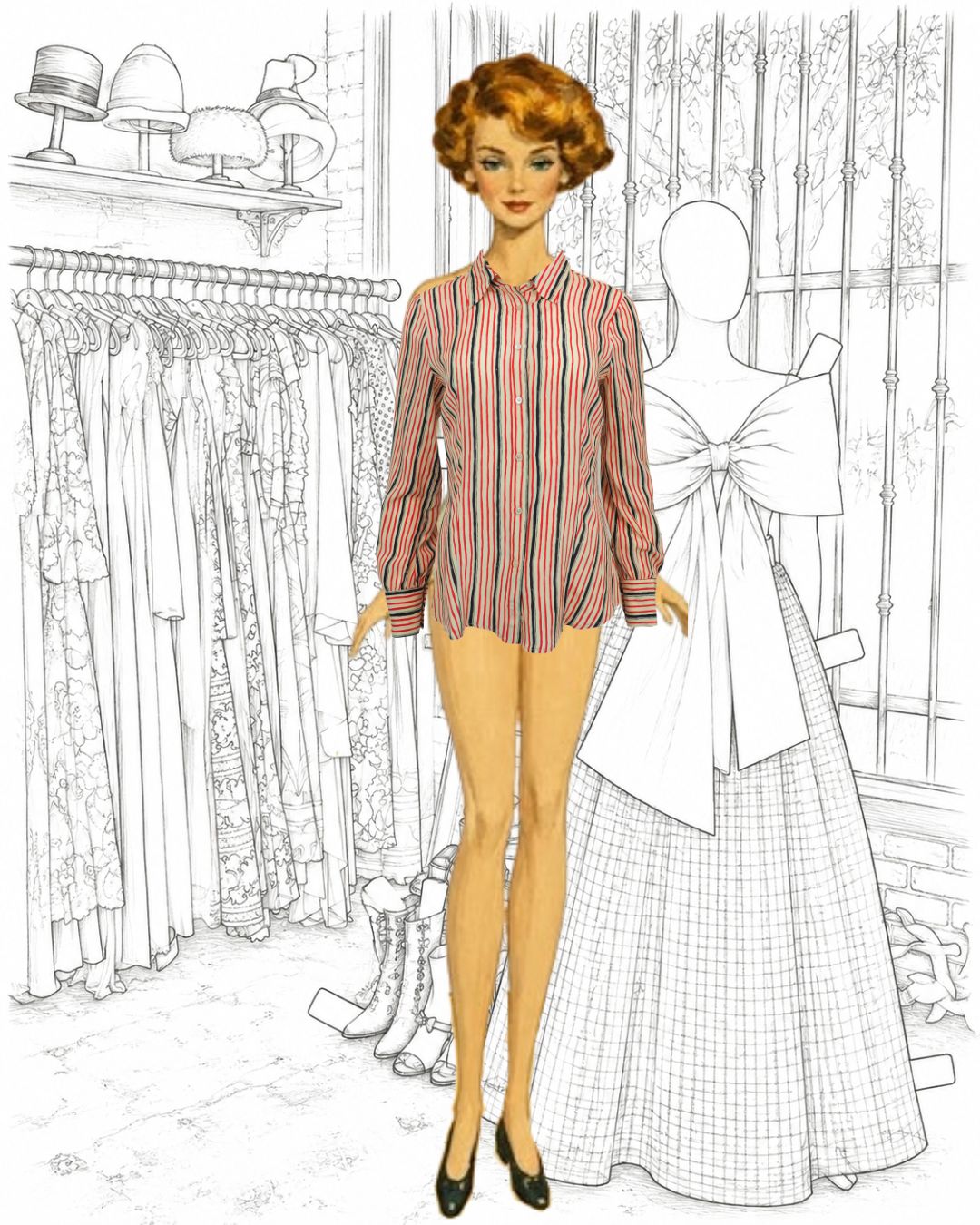 Prada Red/Navy Striped Blouse
