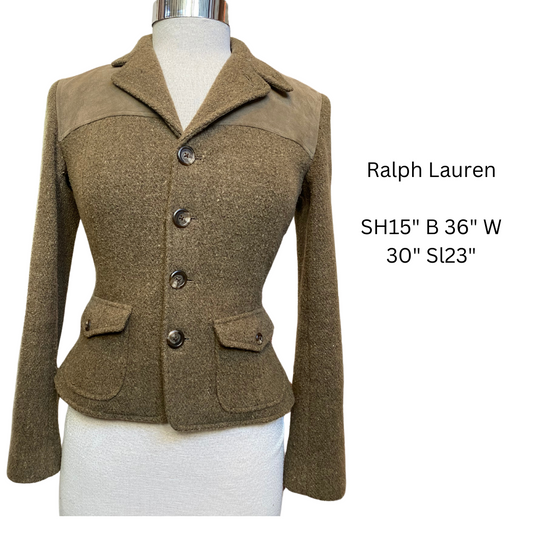 Ralph Lauren Olive Wool Cashmere notched lapel jacket - The Kit Vintage