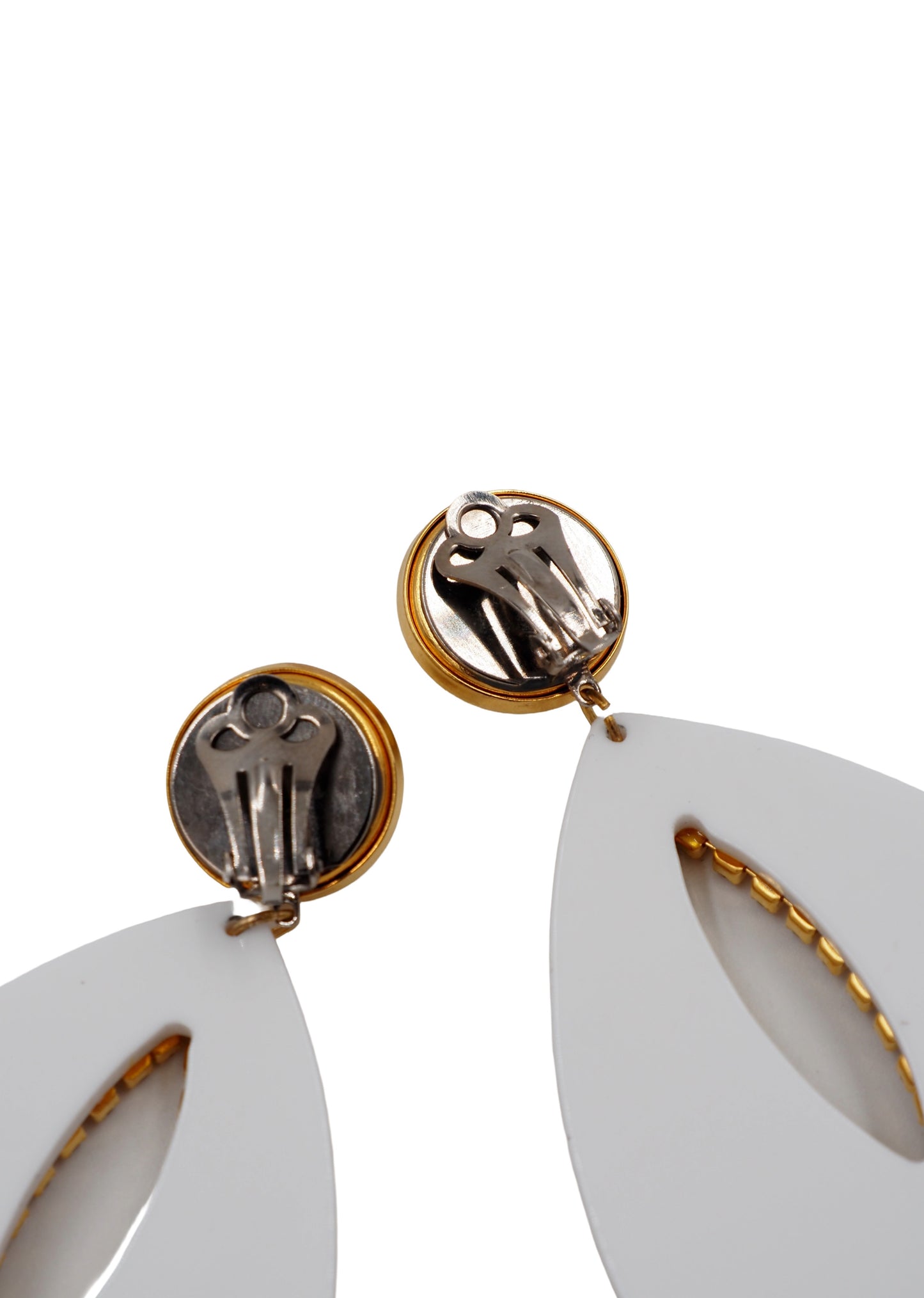 1980s Deco Style Drop Gold With Rhinestone & Tortoise Earrings