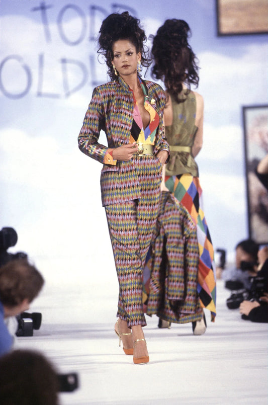 Todd Oldham S/S 1993 Harlequin Silk Vest & Pant Set