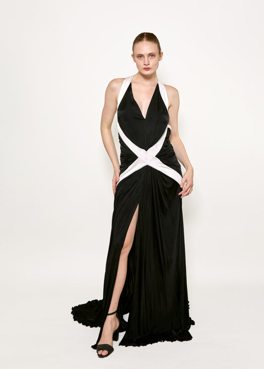 Roberto Cavalli 2008 Black/ White Low Back Gown - The Kit Vintage
