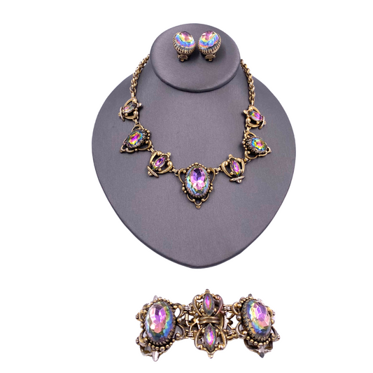 Schiaparelli Watermelon Stone Necklace/earrings set - The Kit Vintage