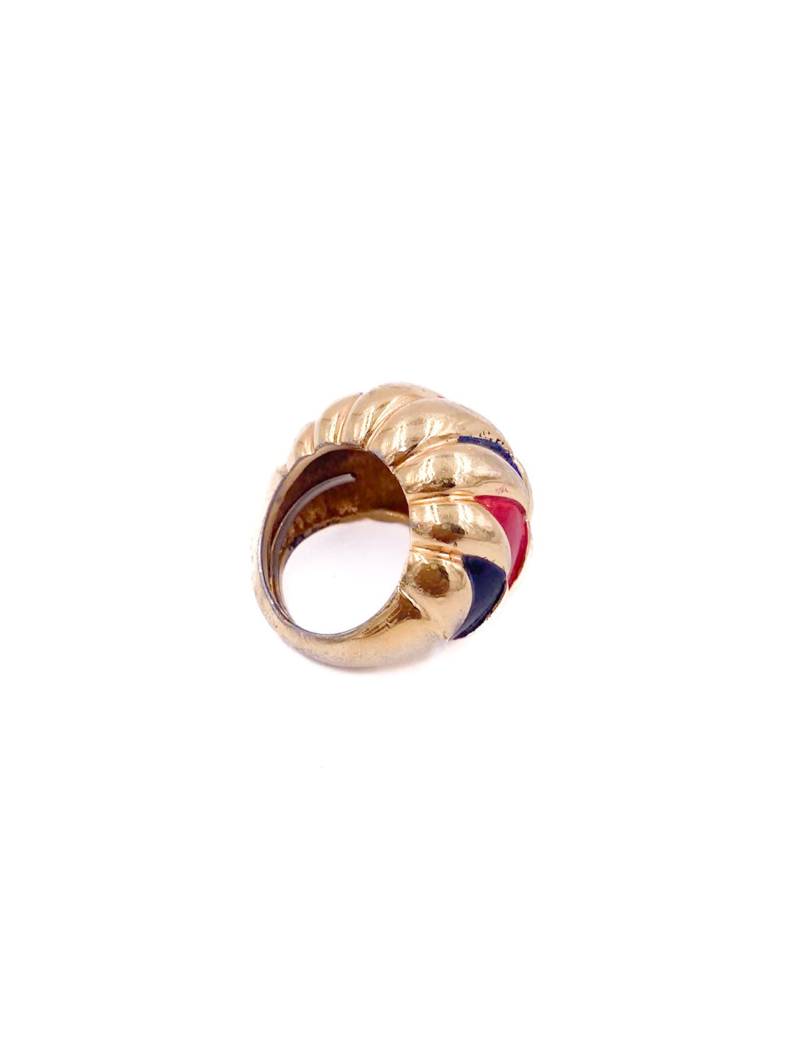 Vintage Jomaz Red/Navy Enamel Gold Adjustable Dome Ring