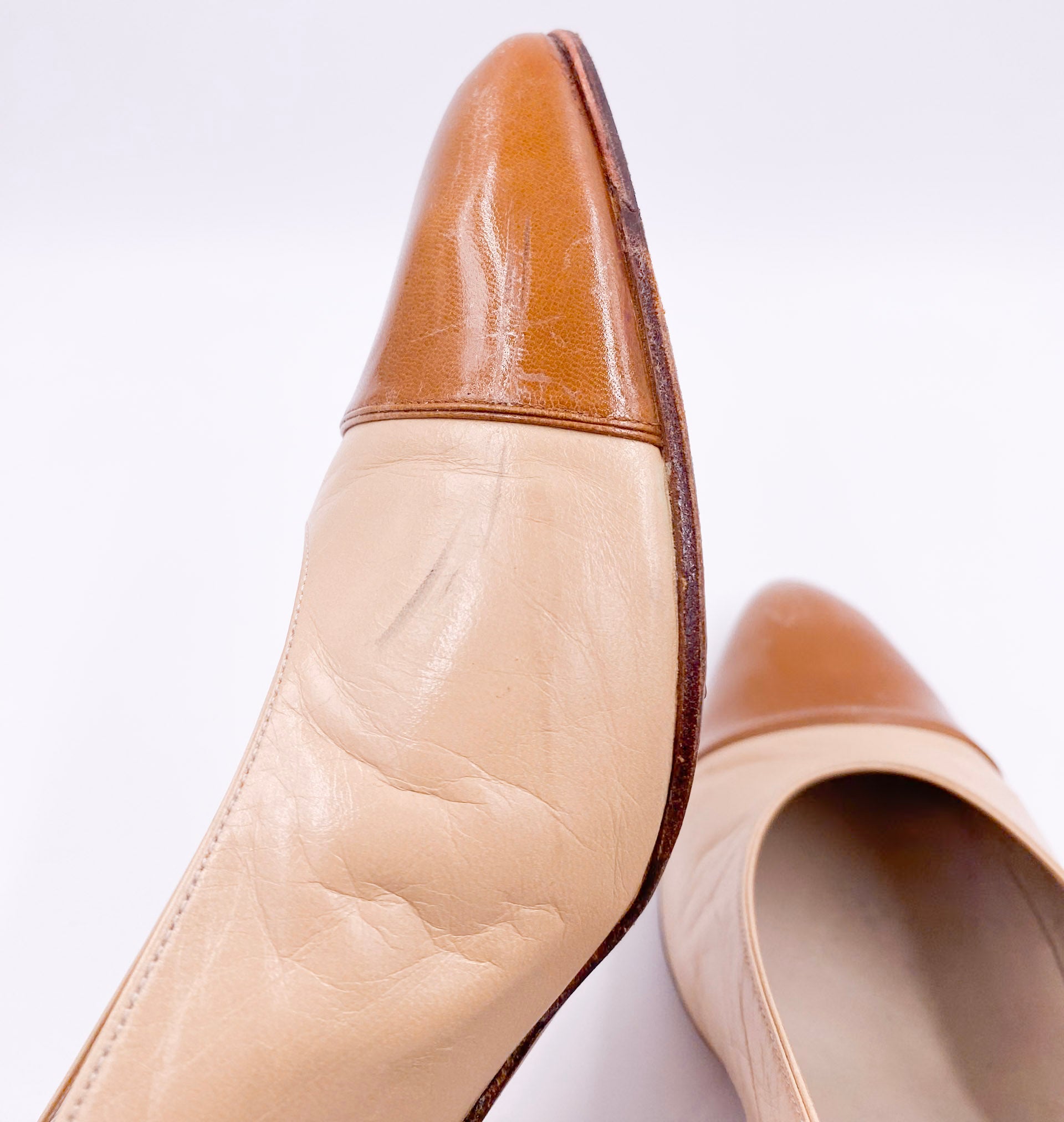 Chanel Pumps Beige With Brown Leather Toe - The Kit Vintage