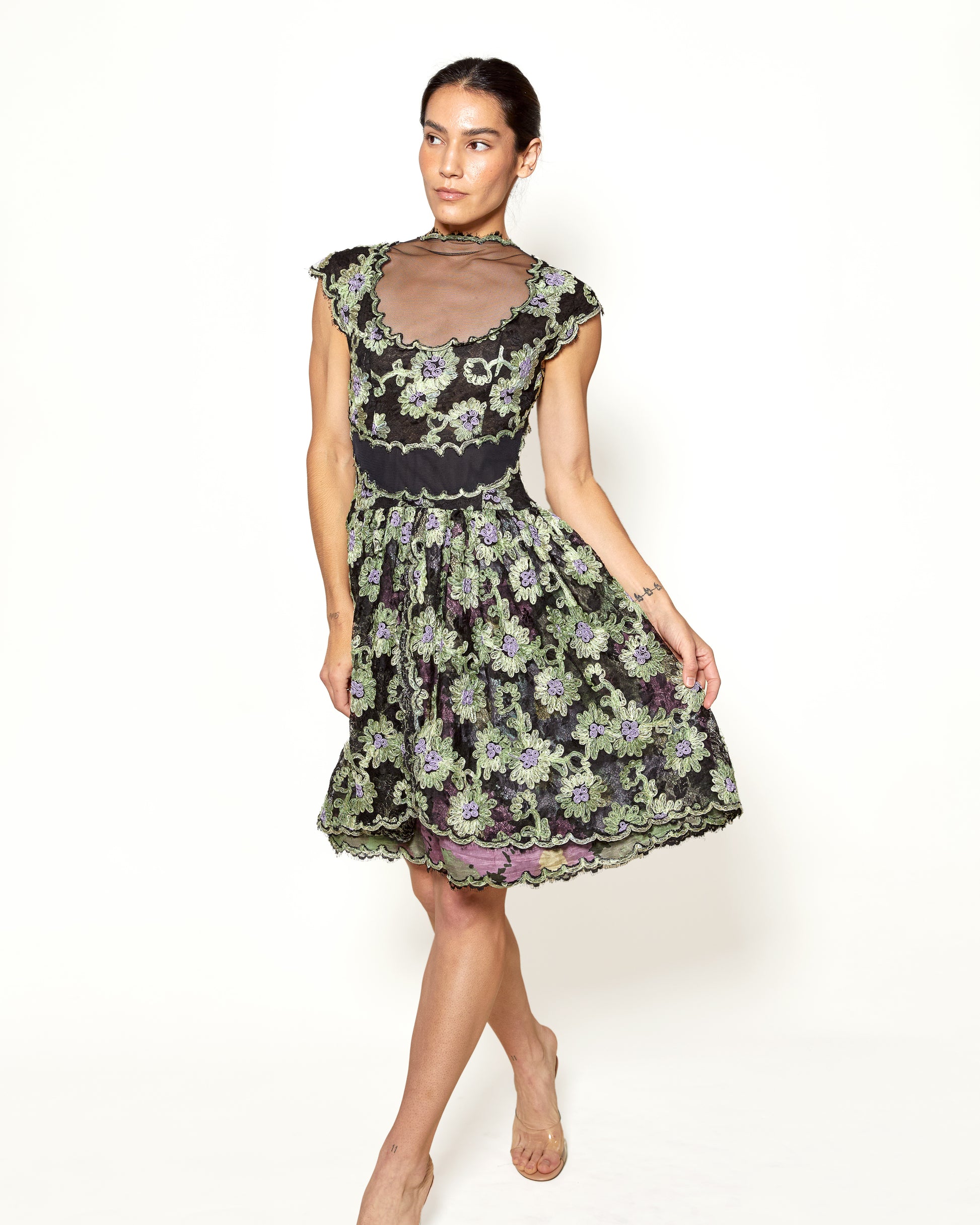 Geoffrey Beene Black Floral Lace Cocktail Dress - The Kit Vintage