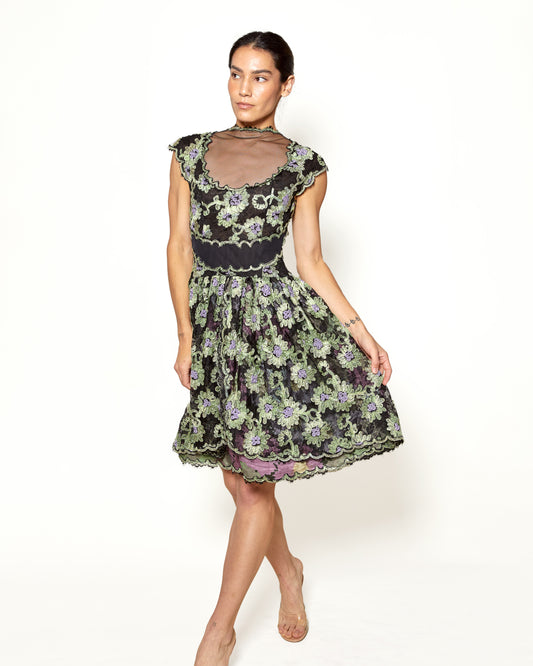 Geoffrey Beene Black Floral Lace Cocktail Dress - The Kit Vintage