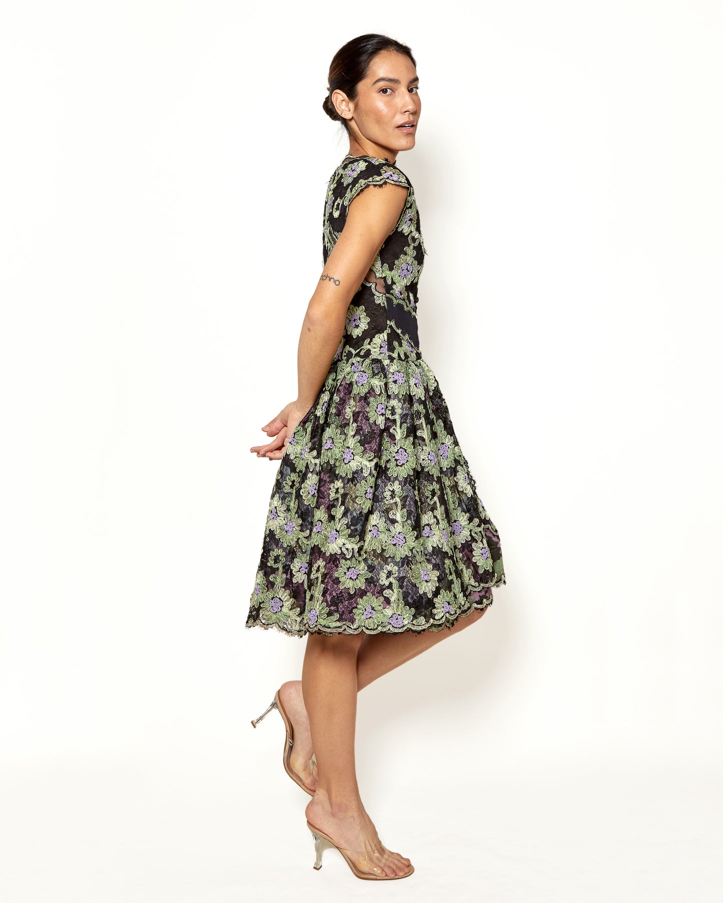 Geoffrey Beene Black Floral Lace Cocktail Dress