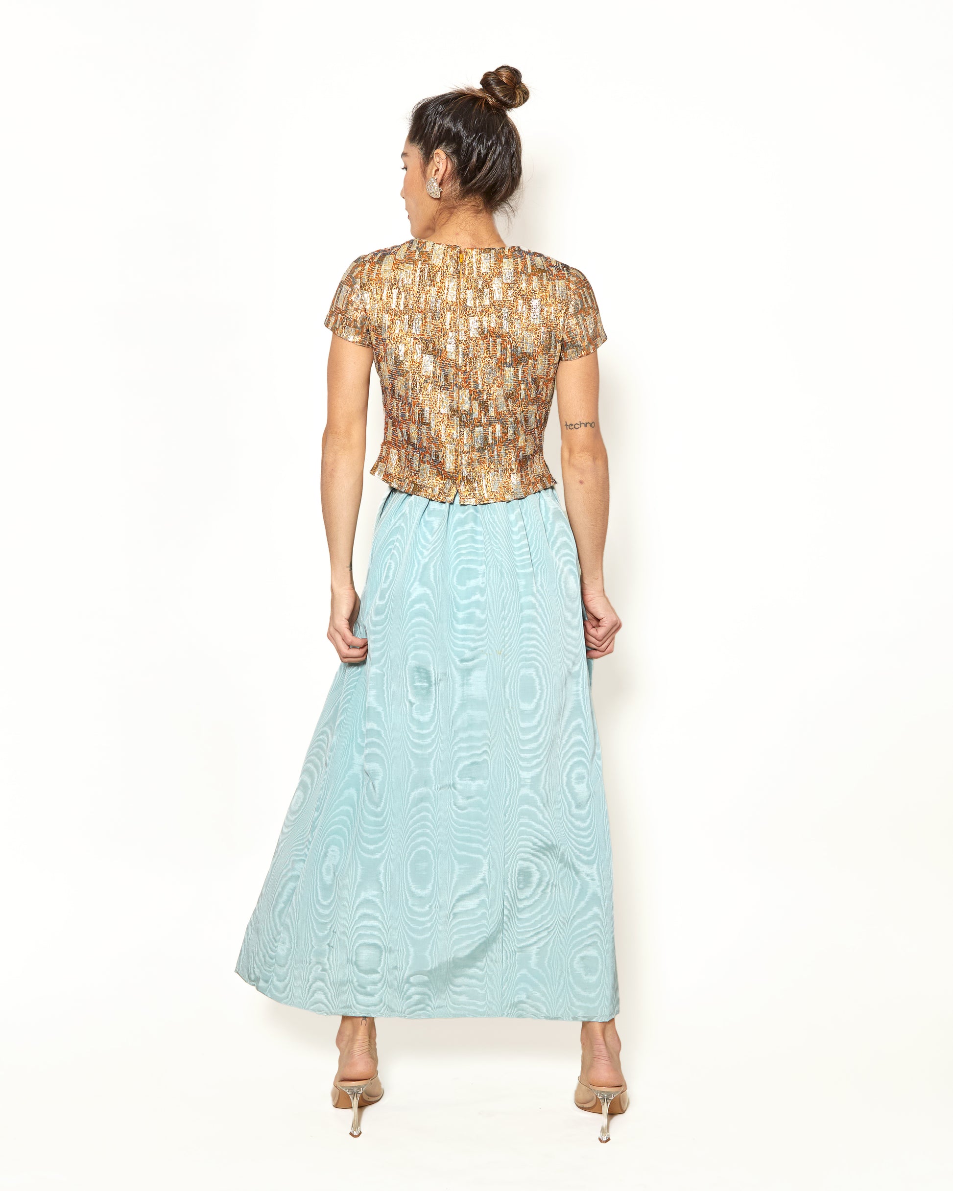 Vintage Christian Dior Couture Brocade Metallic Short-Sleeved Top - The Kit Vintage