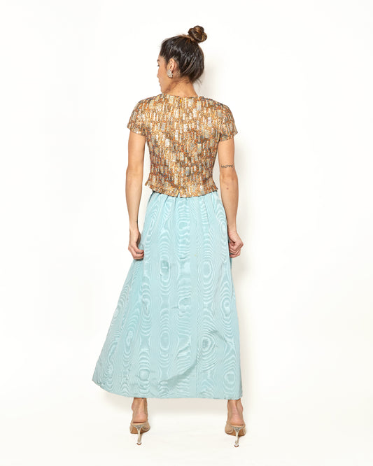 Vintage 1950's Sloat New York Sky Blue Maxi Silk Circle Skirt - The Kit Vintage