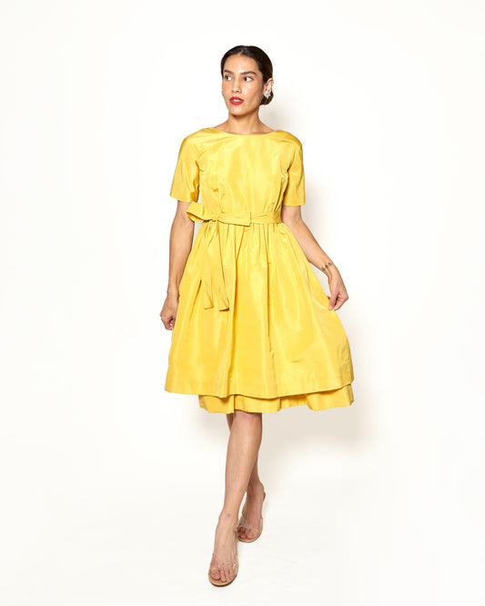 Vintage Henri Bendel Yellow 1950's Silk Cocktail Dress - The Kit Vintage
