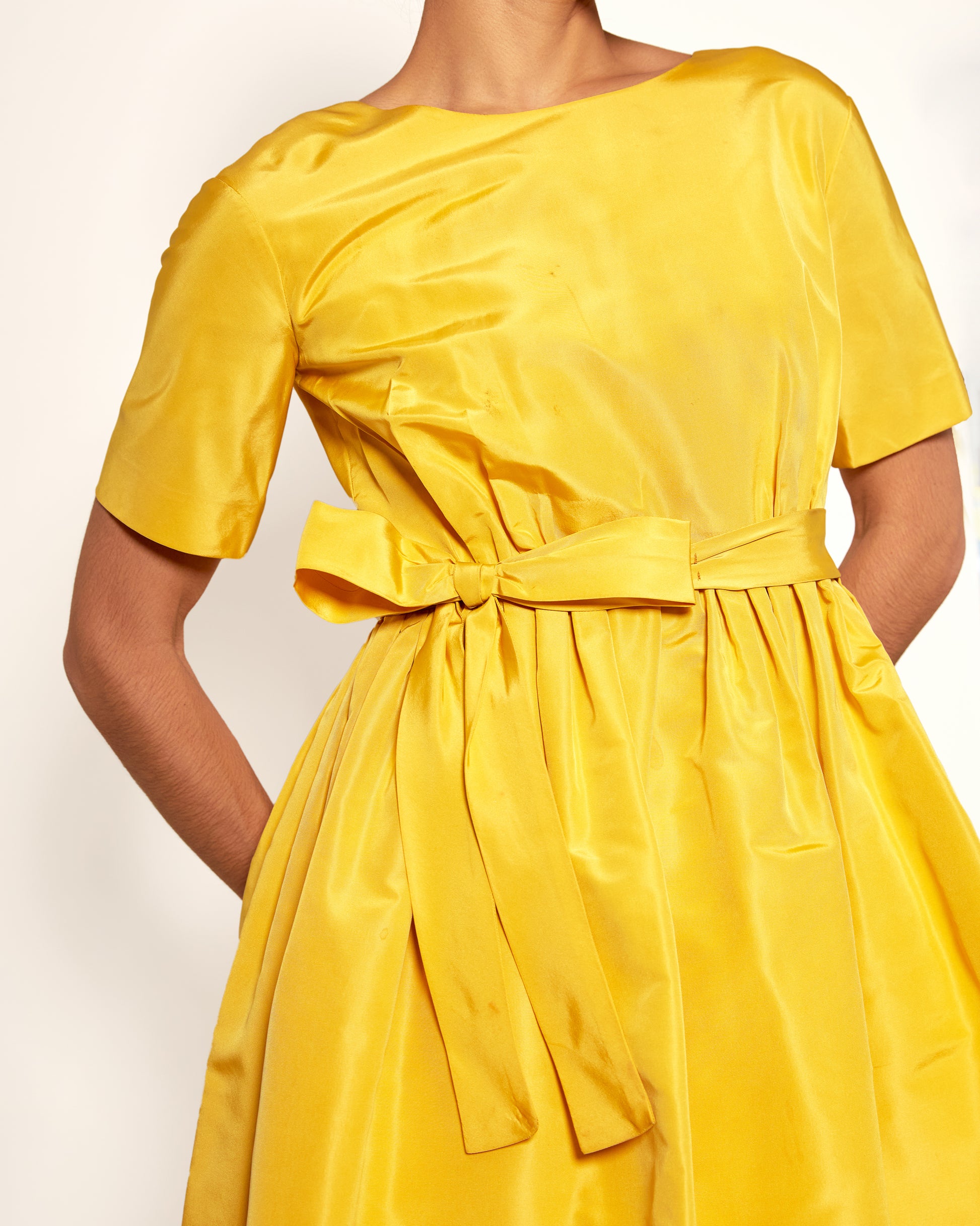 Vintage Henri Bendel Yellow 1950's Silk Cocktail Dress - The Kit Vintage