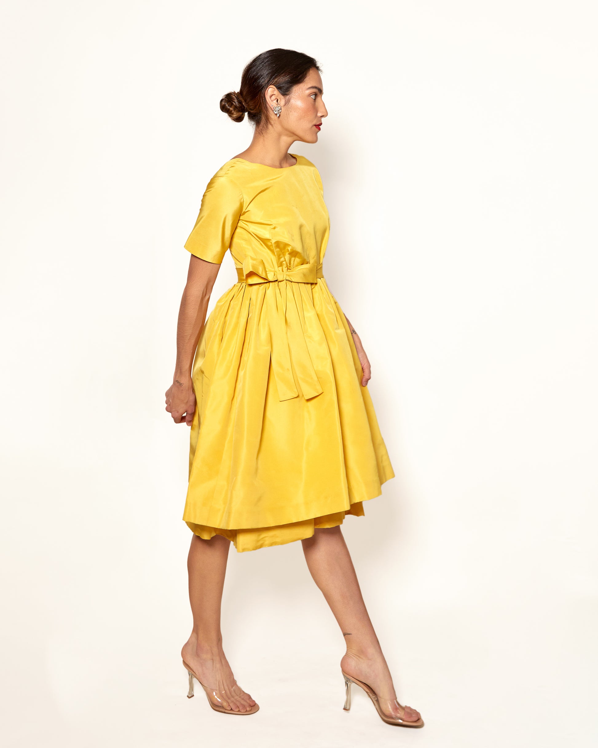 Vintage Henri Bendel Yellow 1950's Silk Cocktail Dress - The Kit Vintage