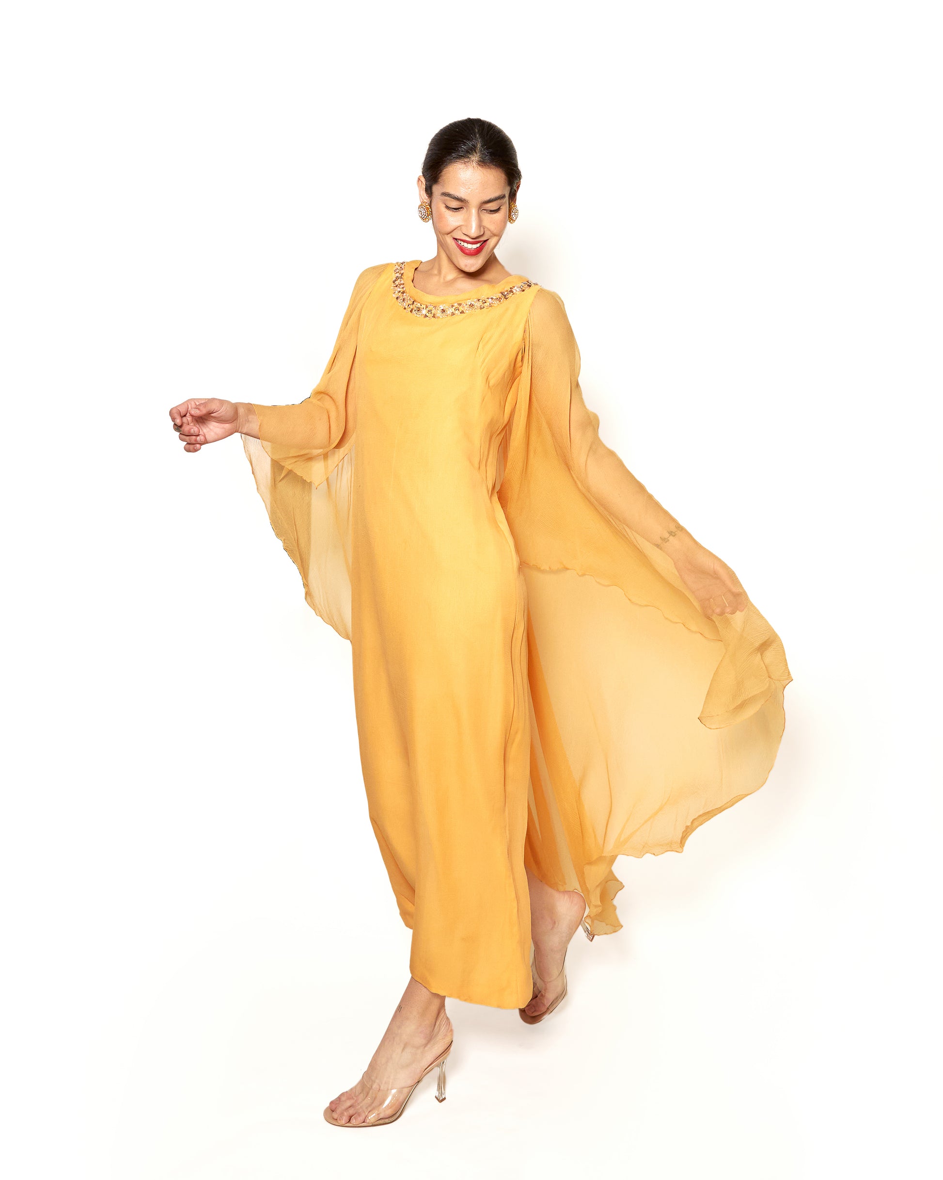 Vintage Hartnell 1960's Sherbert Dress w/ Ornamented Neckline - The Kit Vintage