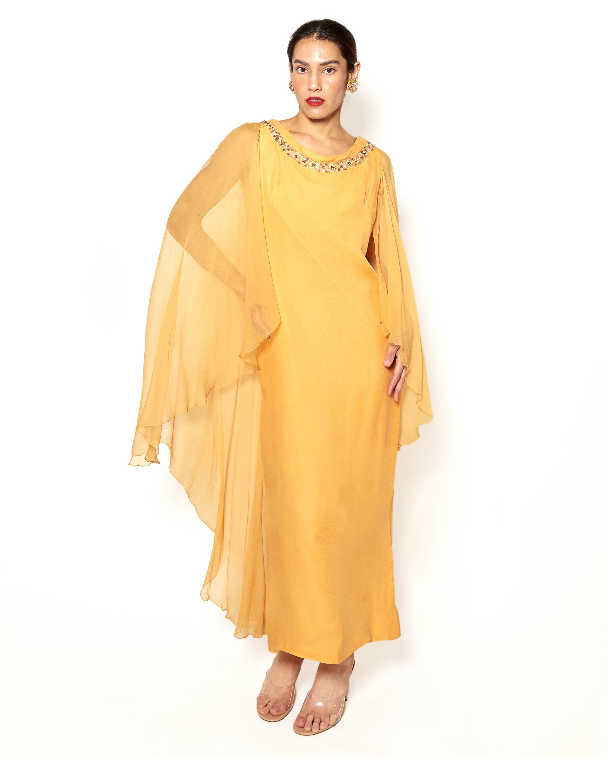 Vintage Hartnell 1960's Sherbert Dress w/ Ornamented Neckline - The Kit Vintage