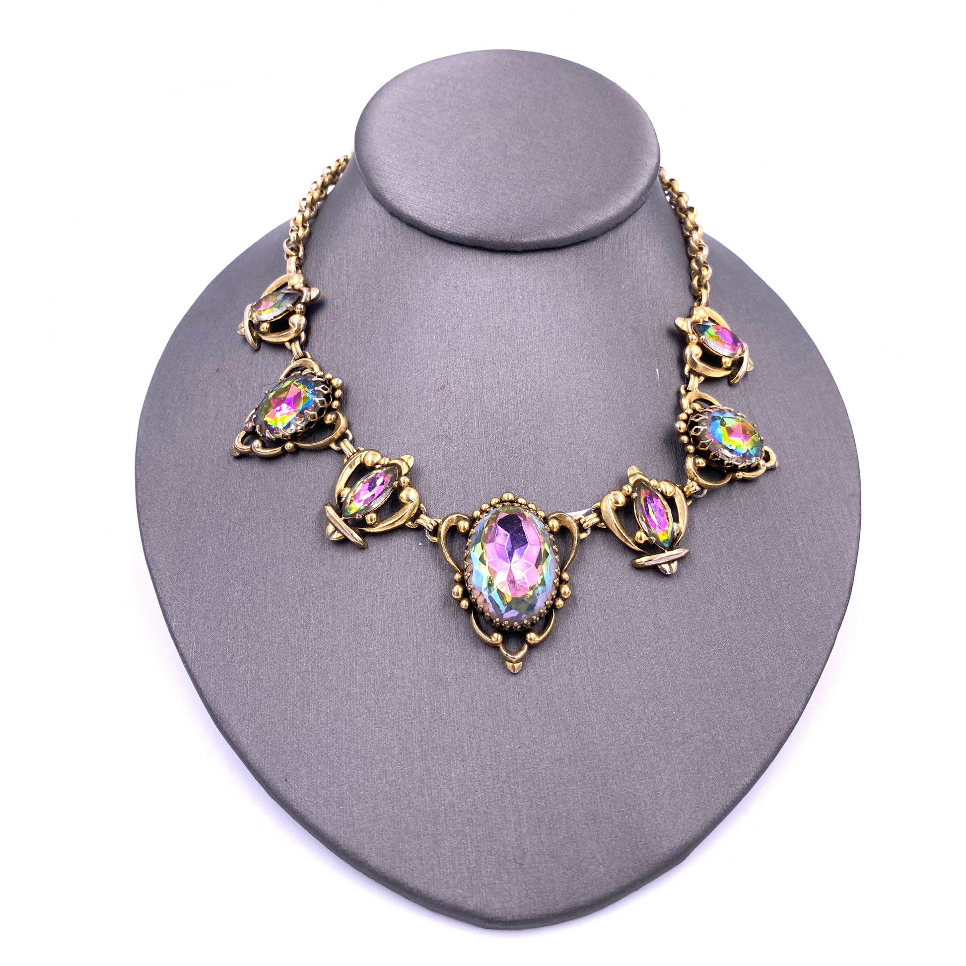 Schiaparelli Watermelon Stone Necklace/earrings set - The Kit Vintage