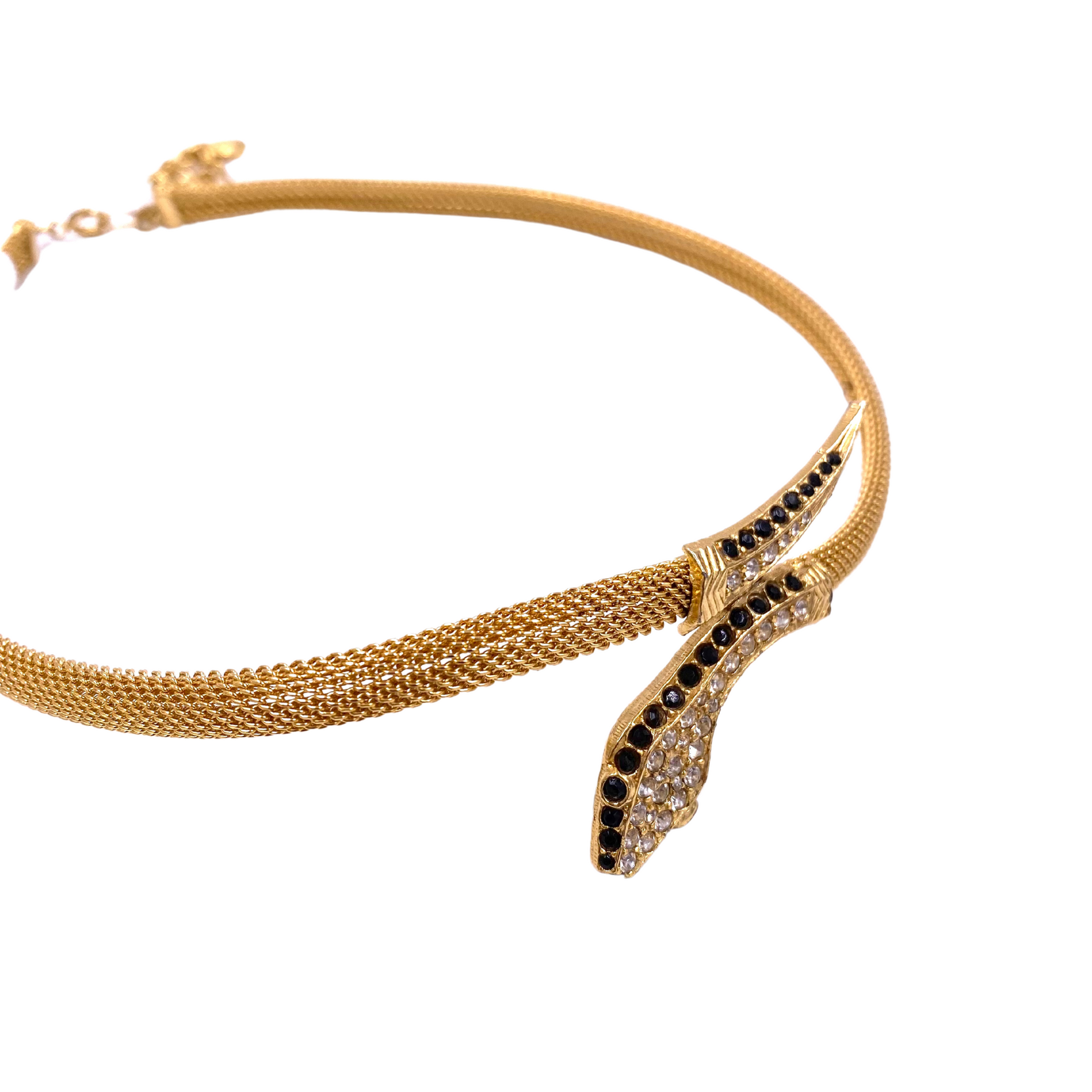 Snake Necklace with Black Crystal accents - The Kit Vintage