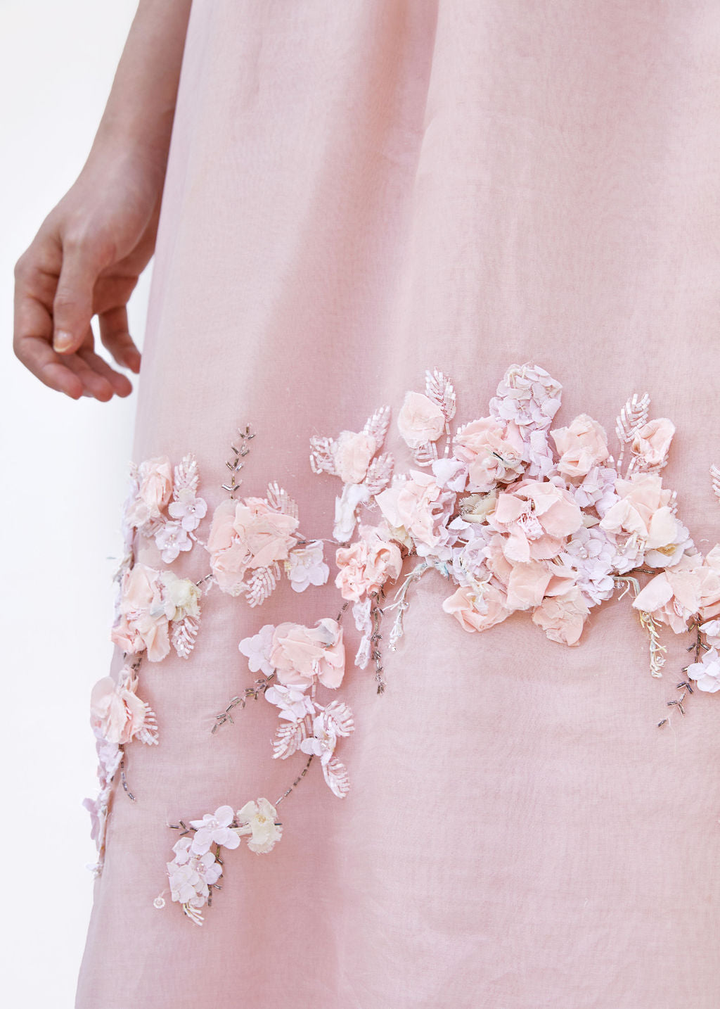 Helena Barbieri 1964 Pale Pink Bow Front Floral Ornamented Gown - The Kit Vintage