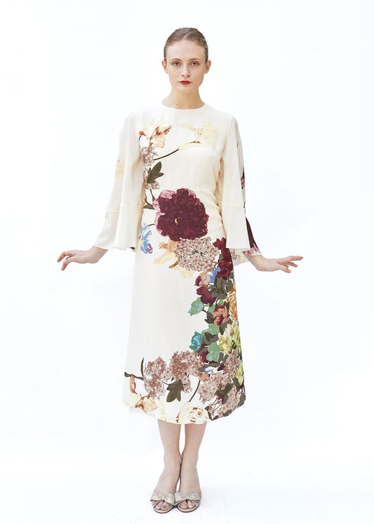 Valentino Pre Fall 2016 Floral Dress with Cape - The Kit Vintage