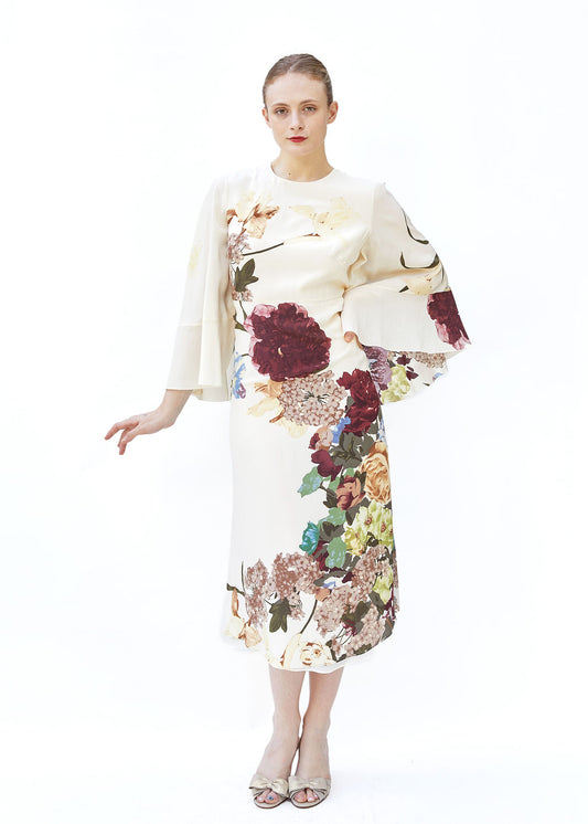 Valentino Pre Fall 2016 Floral Dress with Cape - The Kit Vintage