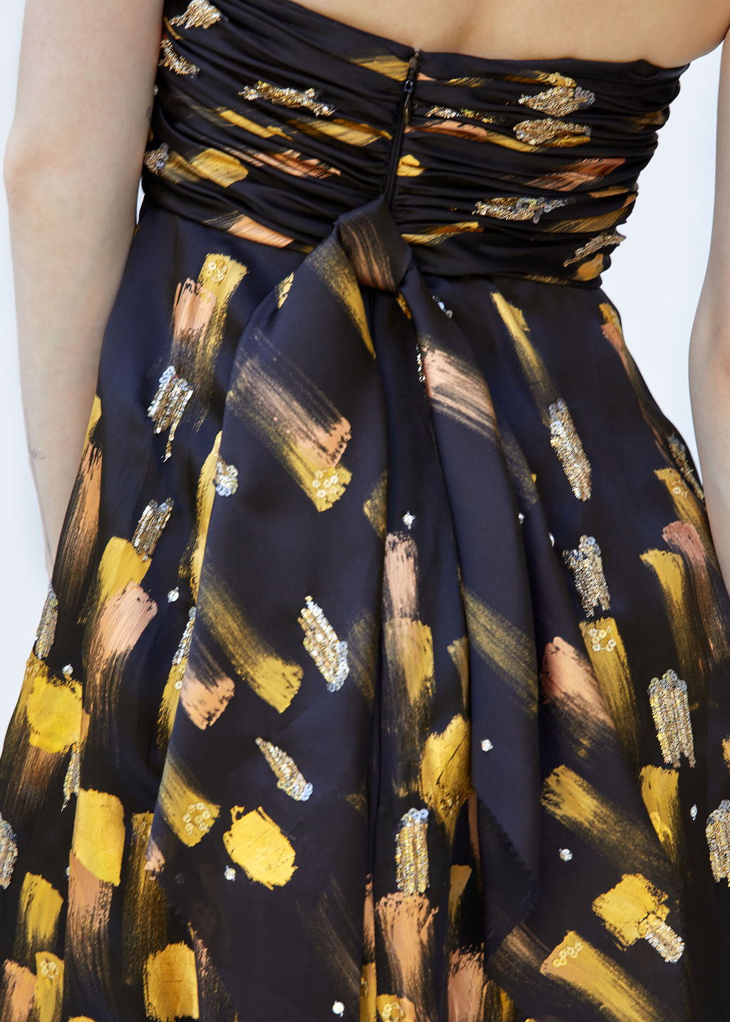 Oscar De La Renta Fall 2008 Hand Painted Black and Gold Strapless Gown - The Kit Vintage