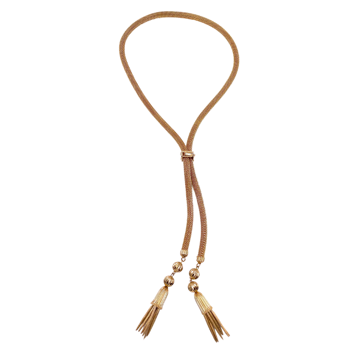Gold Tassel Lariat Necklace