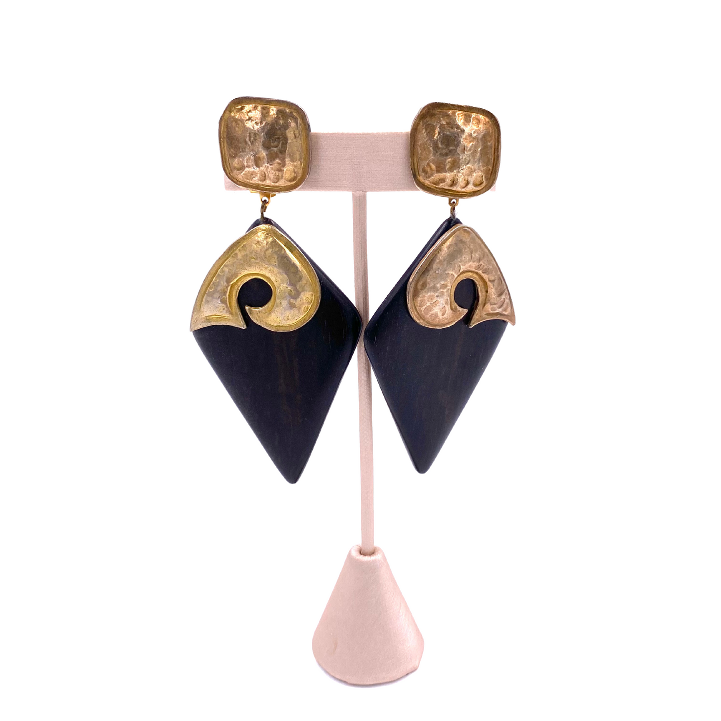 Yves Saint Laurent Wood W/Silver Dagger earrings