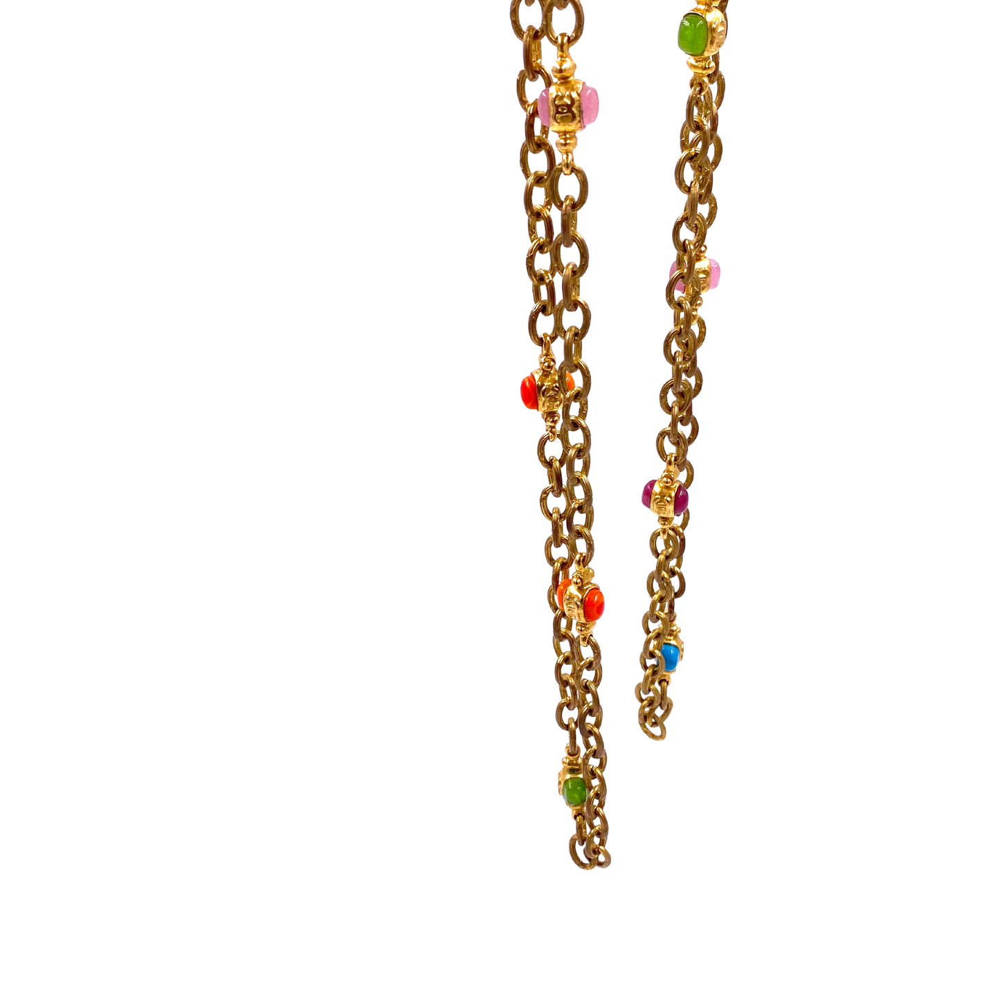 Chanel Gold Chain with Cabachon & Gripoix Long Necklace