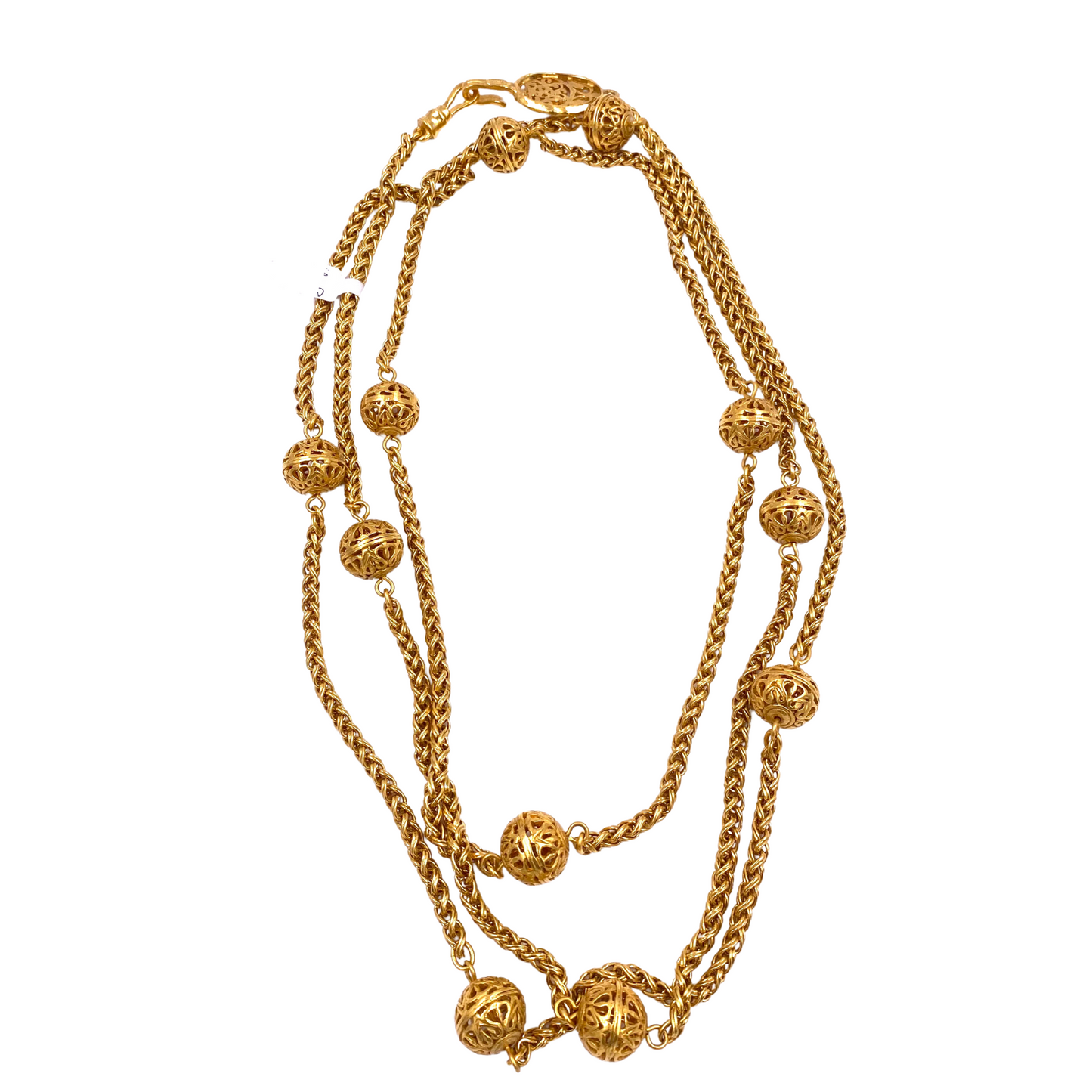 Chanel 1995 Gold Long Chain with Filigree Balls