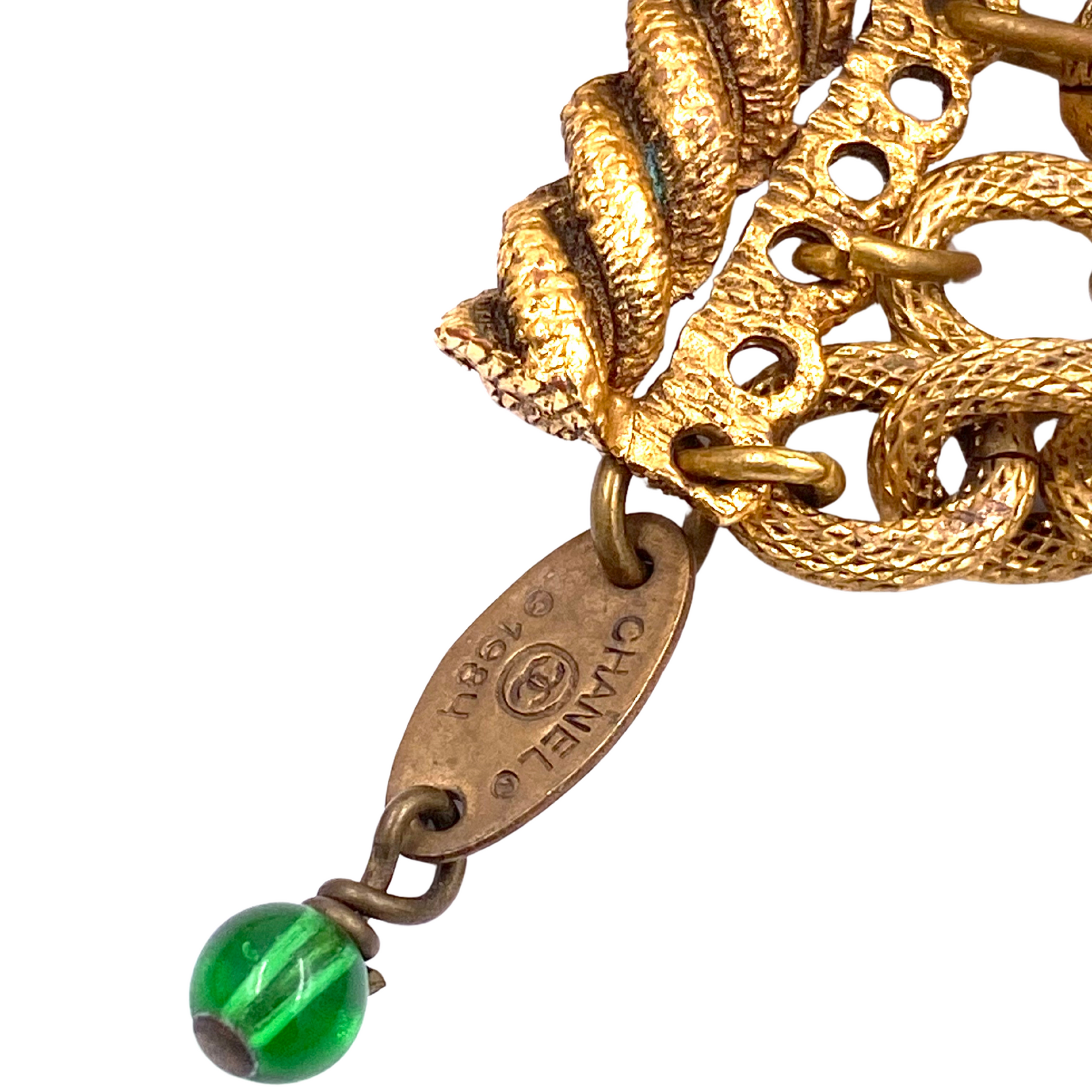 Chanel 1984 Multi Chain with Gripoix Purple/Green Stones Necklace - The Kit Vintage