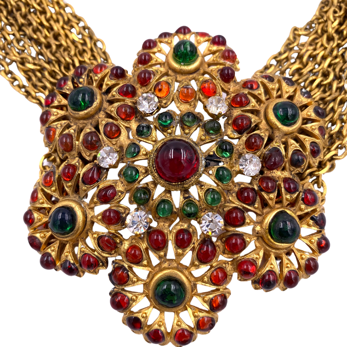 Chanel Choker 1984 Gripoix Stones Pendant