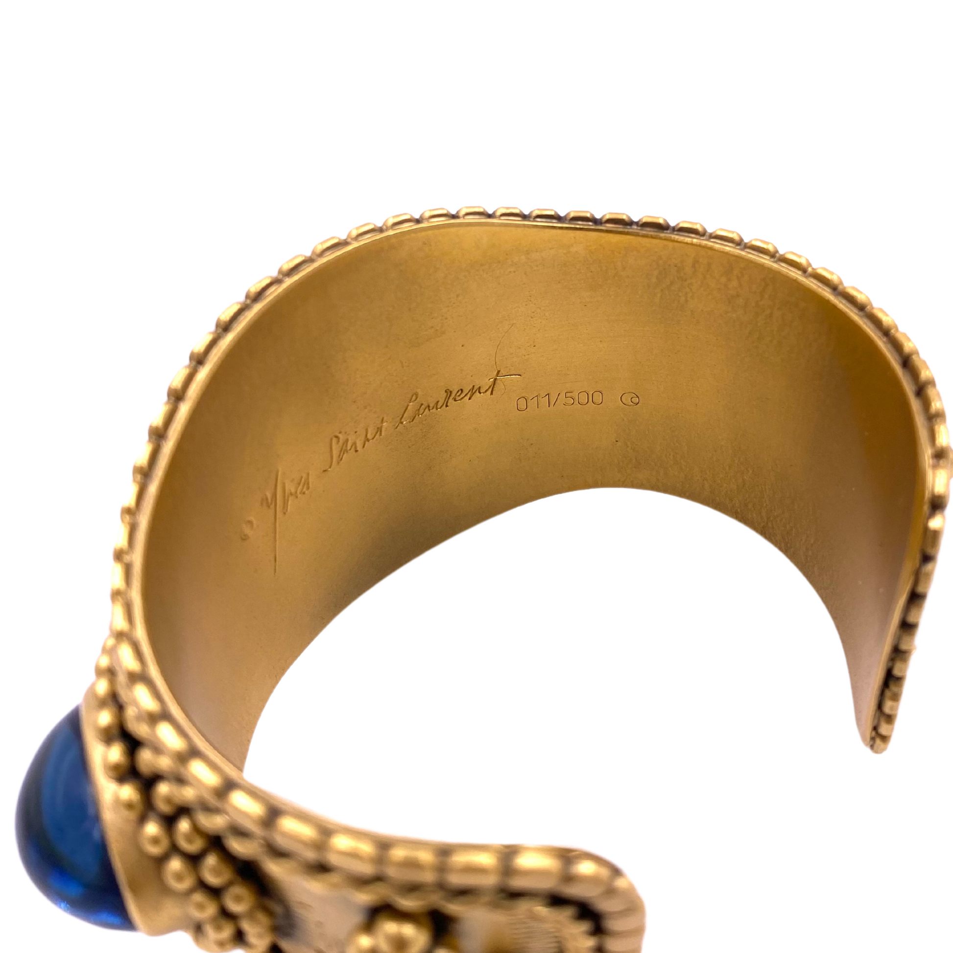 Yves Saint Laurent Gold Cuff & Earring Set with Cabachon Stones - The Kit Vintage