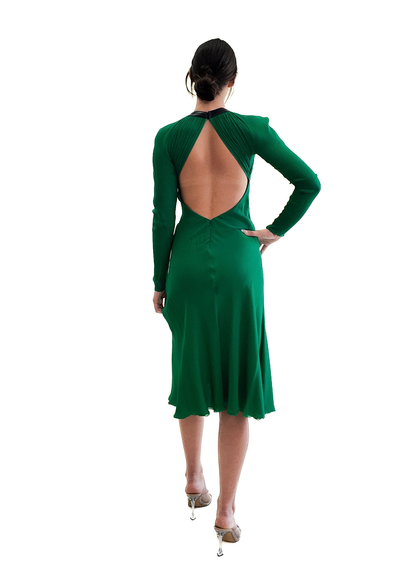 Versace Emerald Green Fall 2001 Open Back Gown - The Kit Vintage