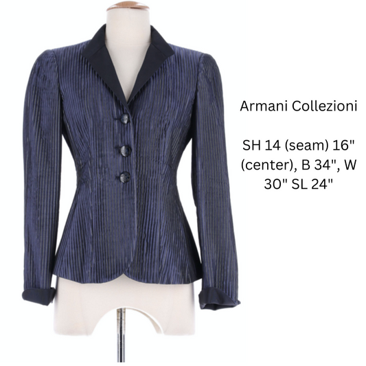 Armani Collezioni Navy/wht pin Tucked Blazer - The Kit Vintage