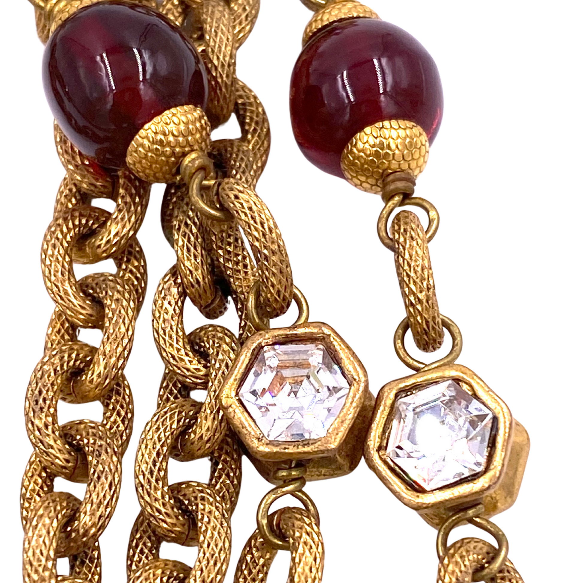 Chanel 1984 Multi Chain with Gripoix Purple/Green Stones Necklace - The Kit Vintage