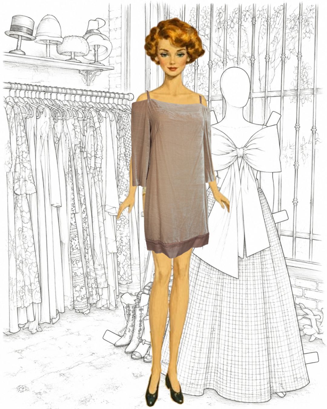 Philosophy di Alberta Ferretti Rose Velvet Open Shoulder Dress