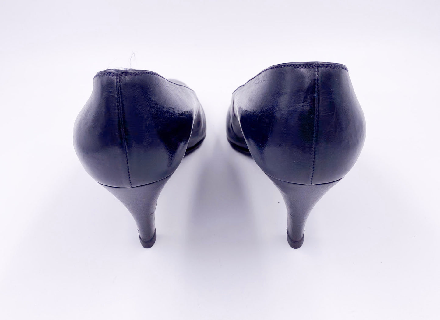Chanel Pumps Black with Black Leather Toe back view