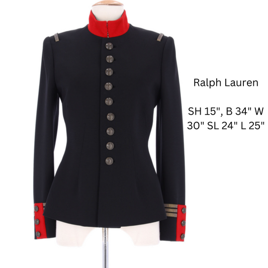 Ralph Lauren Black, red , antique gold wool military jacket - The Kit Vintage