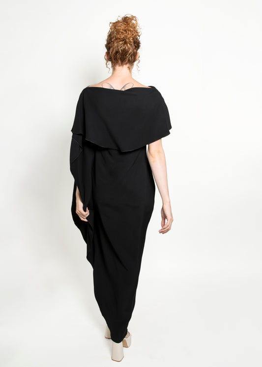 Ralph Lauren Purple Label Black One Shoulder Long Dress - The Kit Vintage