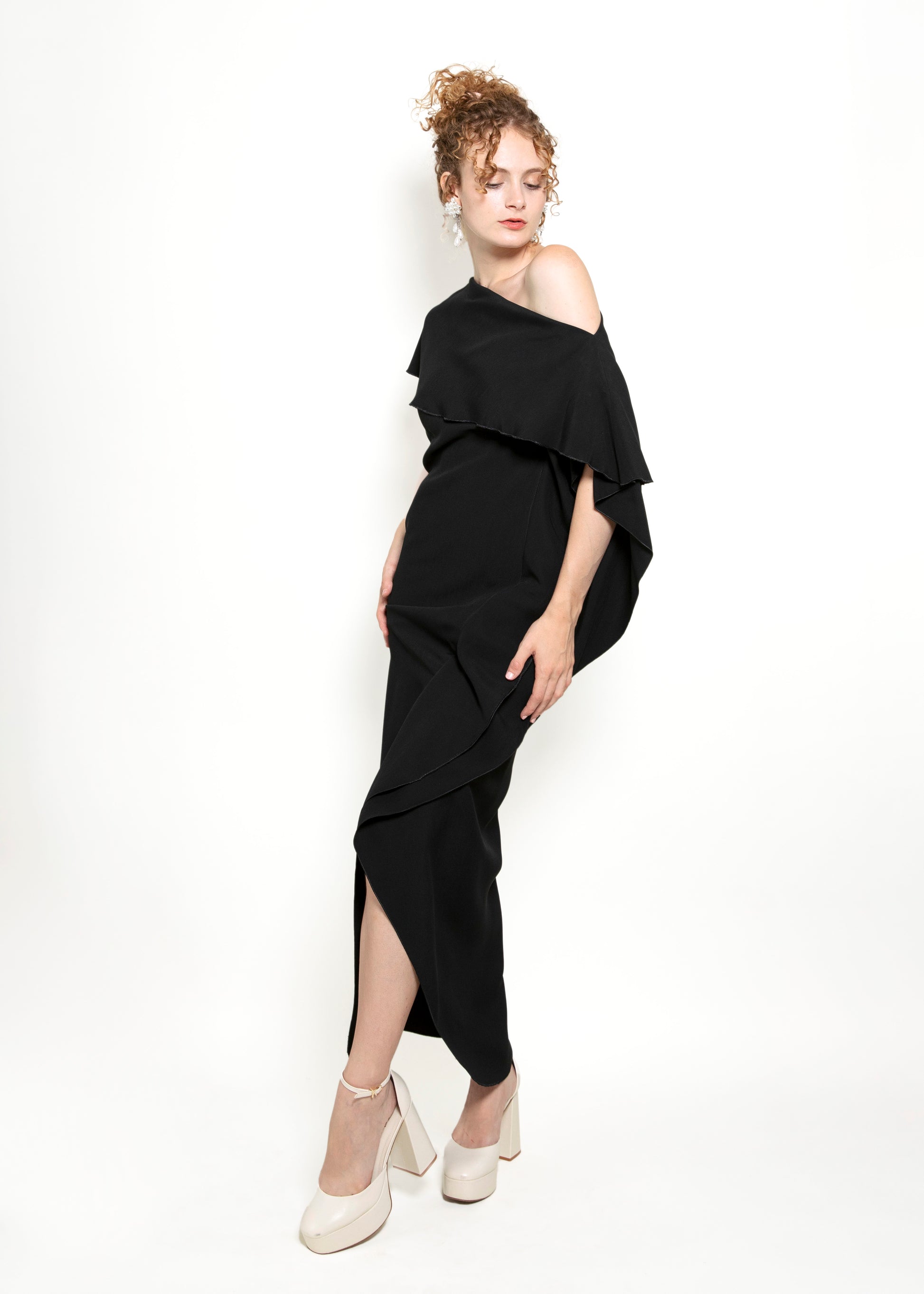 Ralph Lauren Purple Label Black One Shoulder Long Dress - The Kit Vintage