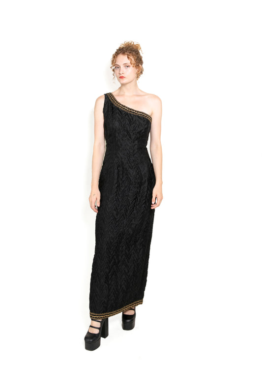Vintage 1960s Black One Shoulder Dress Tunic Set - The Kit Vintage