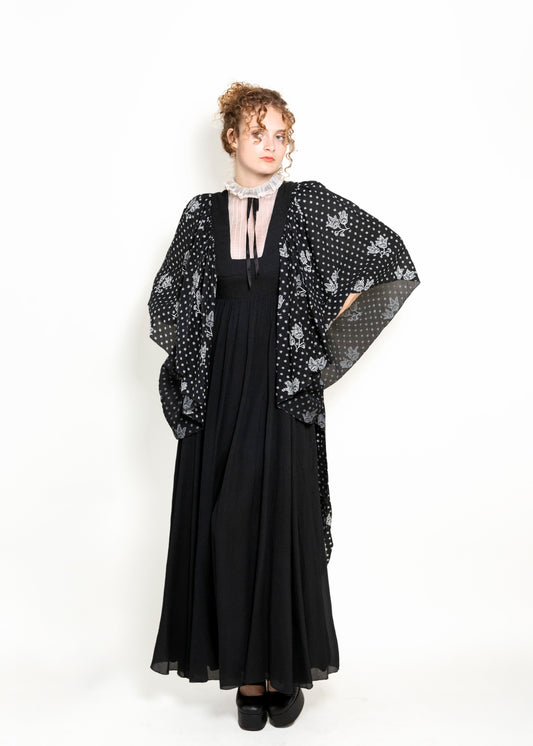 Vintage Gina Fratini 1970's Angel Sleeve Silk Dress - The Kit Vintage