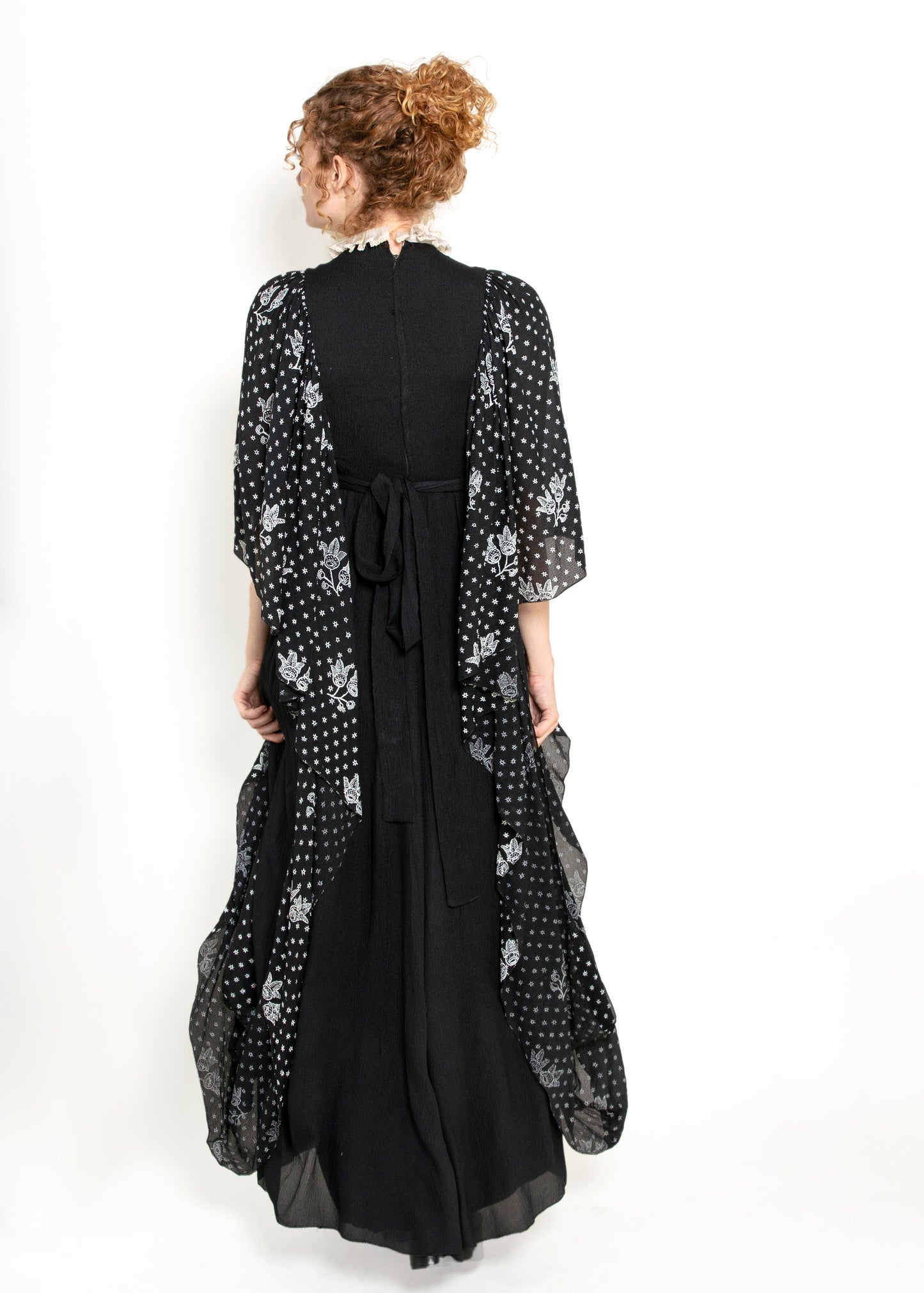 Vintage Gina Fratini 1970's Angel Sleeve Silk Dress