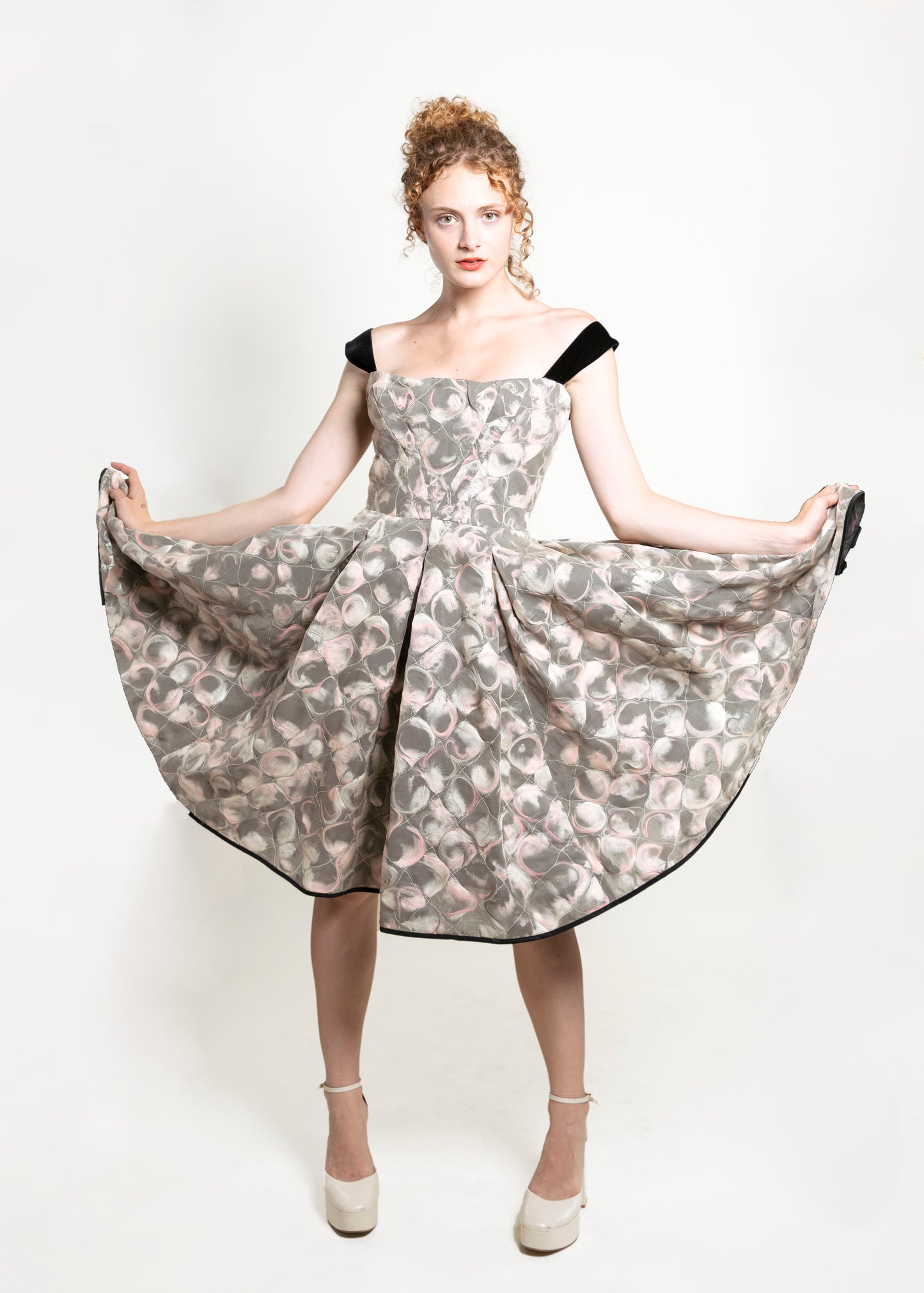 Louis Vuitton Fall 2010 Ivory , Pink & Black Feather Silk Quilted Cocktail Dress - The Kit Vintage